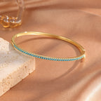 Set of 3 Bracelets with Four-Leaf Clovers in Blue Zircon