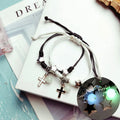 Couple Bracelets with Luminous Pearl Cross Chain