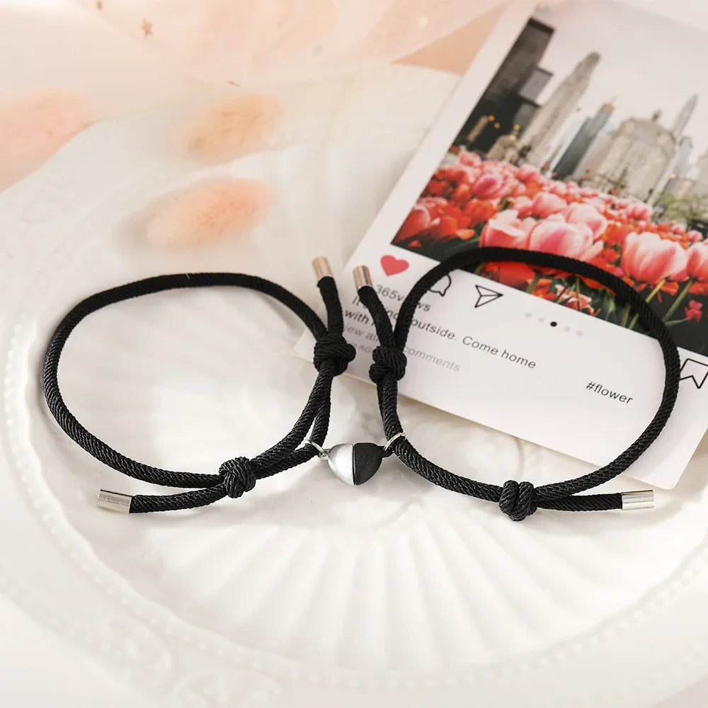 Bracelets for Gourmette Heart Magnetic Friend Couples 7