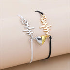 Magnetic Couple Bracelets Heart and Electrocardiogram 2