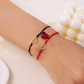 Couple Bracelets Magnetic ID Bracelet Heart and Electrocardiogram red and black