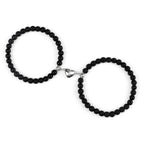 Magnetic Gourmette Bracelets for Couples Black Black Beads