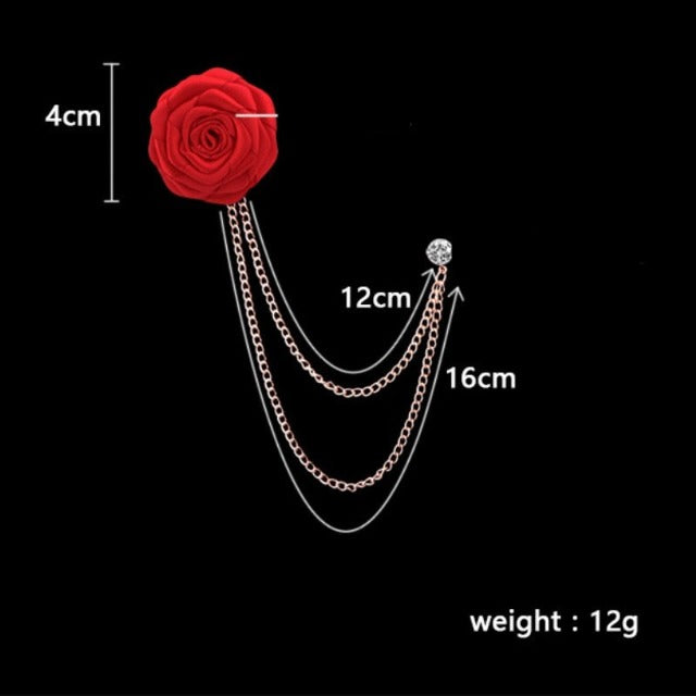 Rose Flower Lapel Pin – Elegant Suit Brooch