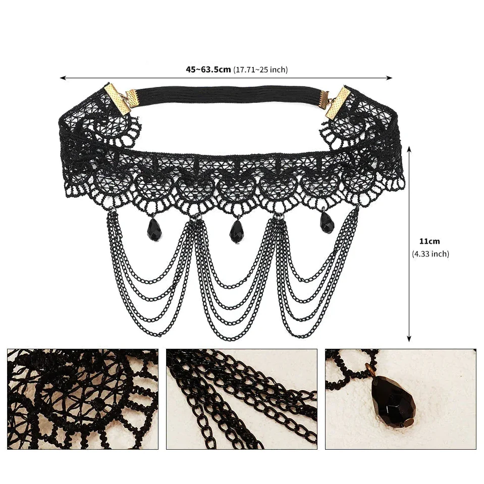 Black lace thigh chain - leg jewelry for women