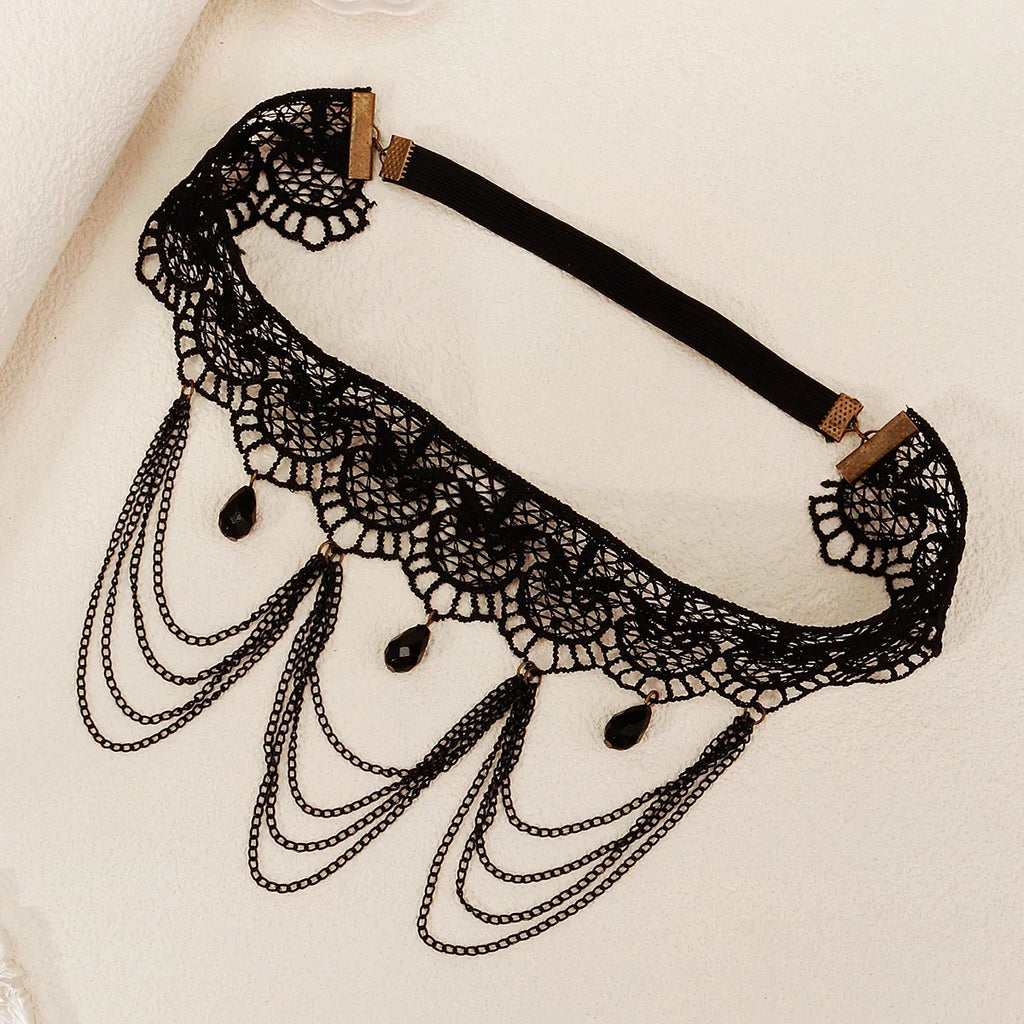 Black lace thigh chain - leg jewelry for women