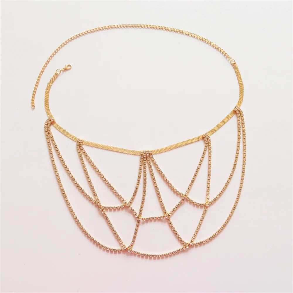 Rhinestone thigh chain - women’s leg jewelry gold