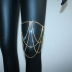 Rhinestone thigh chain - women’s leg jewelry gold