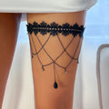 Black Thigh Chain - Thigh Body Jewelry Woman Leg