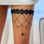 Black Thigh Chain - Thigh Body Jewelry Woman Leg