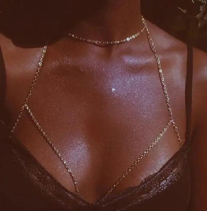Women's Neckline Chain Gold Chest Necklace