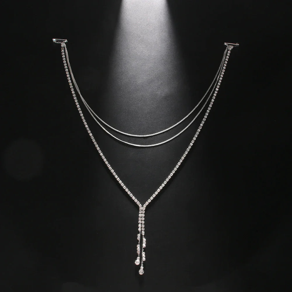 Back Chain Necklace Dorsal Ornament Woman silver