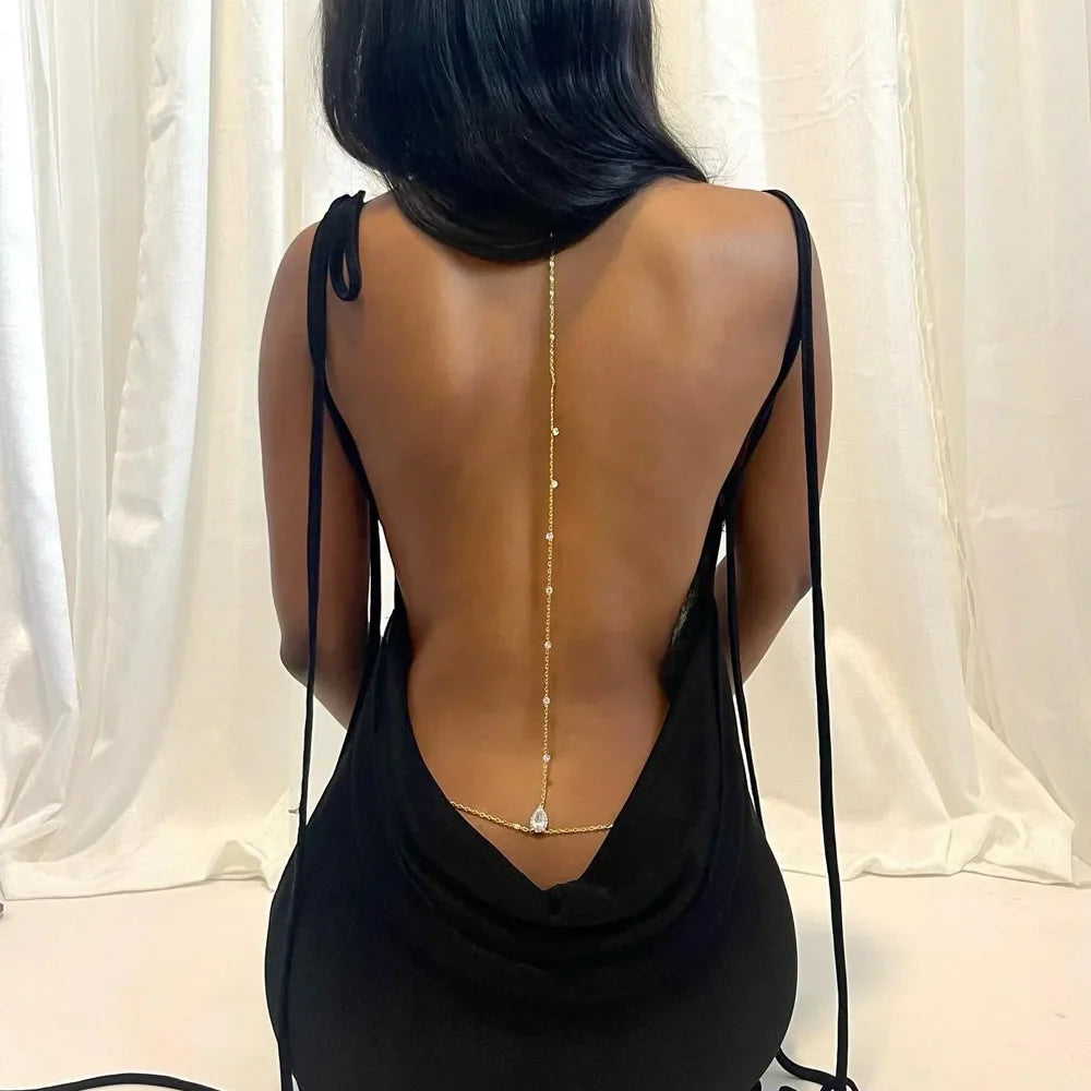 Back Chain Necklace Dorsal Ornament Woman 7 Gold Beads