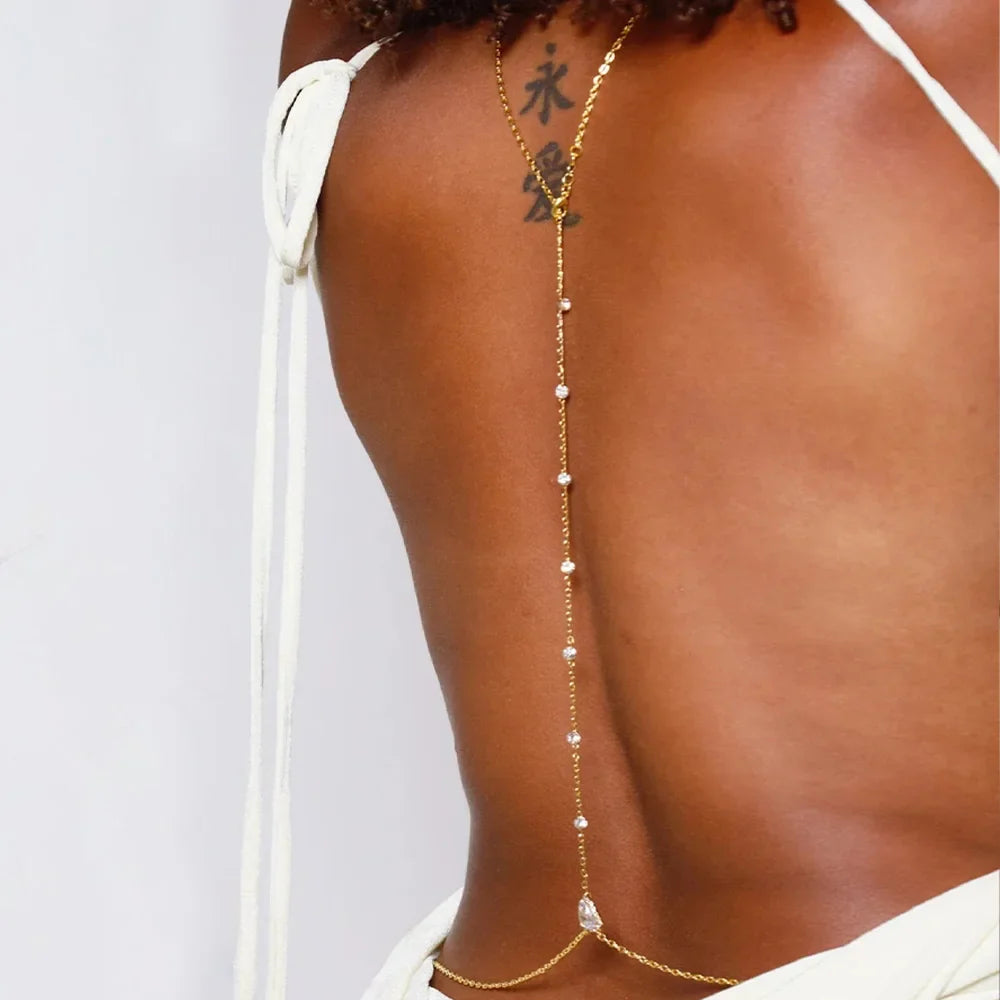 Back Chain Necklace Dorsal Ornament Woman 7 Silver Beads