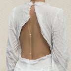 Back Chain Necklace Dorsal Ornament Woman Silver Beads