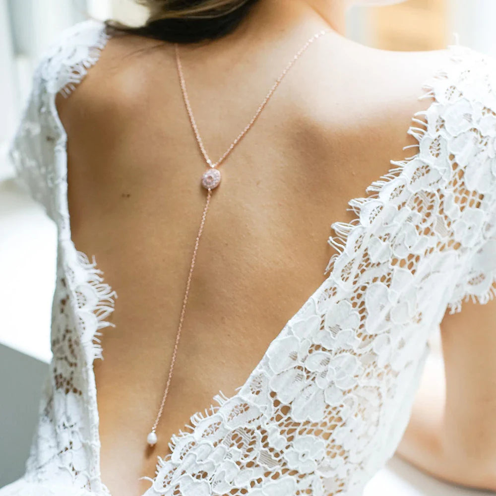 Round Back Chain Necklace Dorsal Ornament Women rose gold