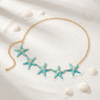 Starfish hip chain - waist and belly jewelry for women blue