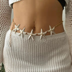 Starfish hip chain - waist and belly jewelry for women white