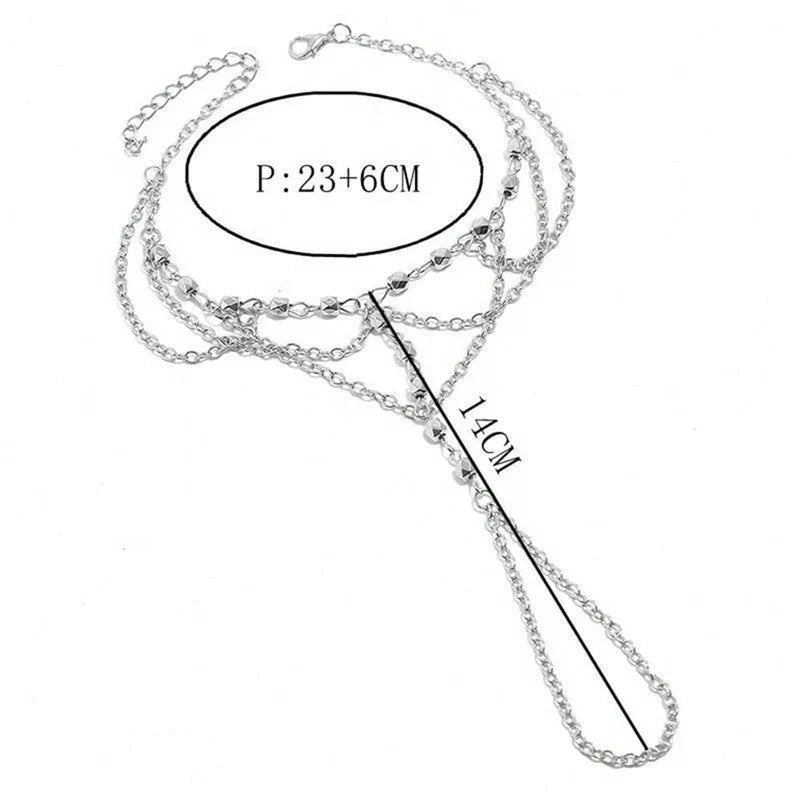 Silver Beaded Ankle Chain - Women's Foot Jewelry