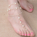 White Pearl Foot Chain - Women's Foot Jewelry
