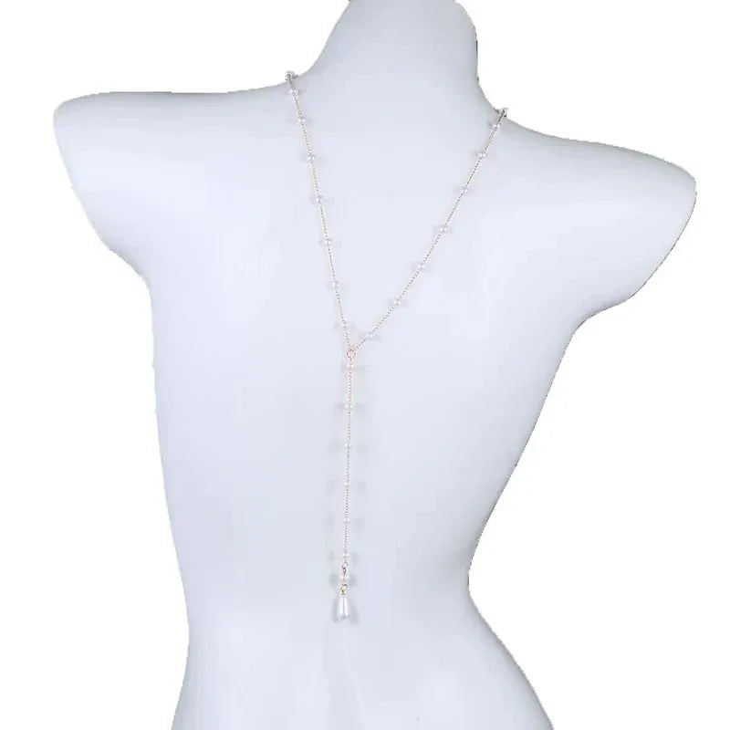 Back chain for women - back necklace with pearls