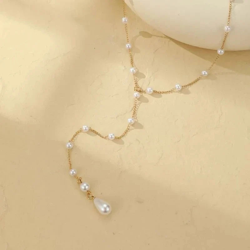 Back chain for women - back necklace with pearls