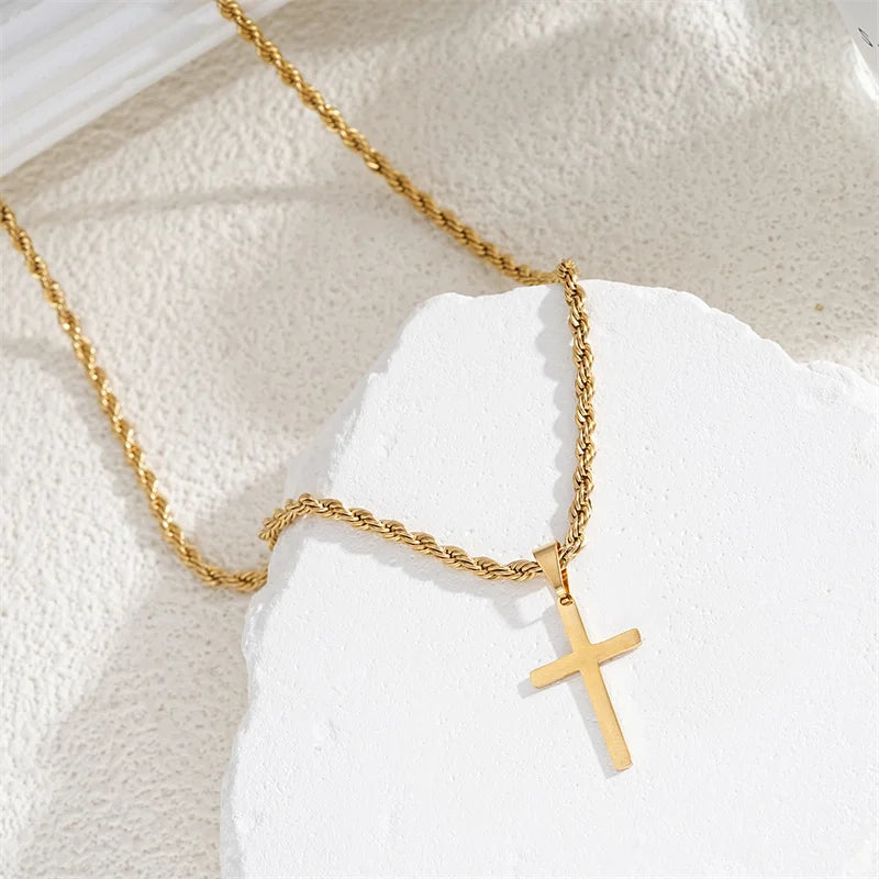 Chain & Cross Medallion Woman gold