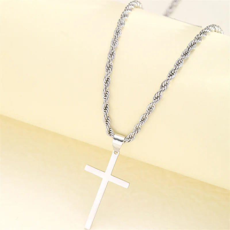 Chain & Cross Medallion Woman silver