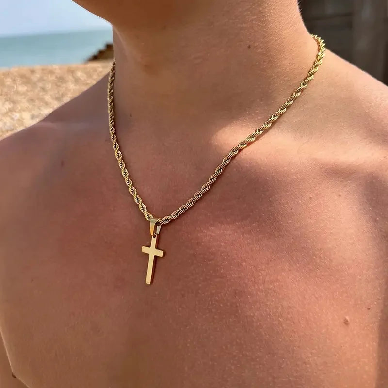 Chain & Cross Medallion Woman gold