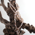 Rosary Cross Necklace Pendant in Natural Beige Stones