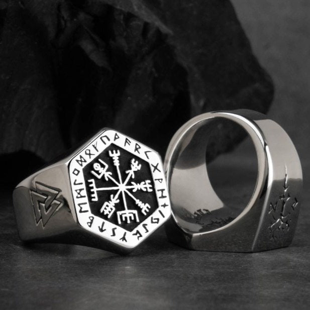 Viking Signet Ring Silver Men's