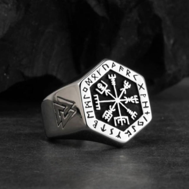 Viking Signet Ring Silver Men's