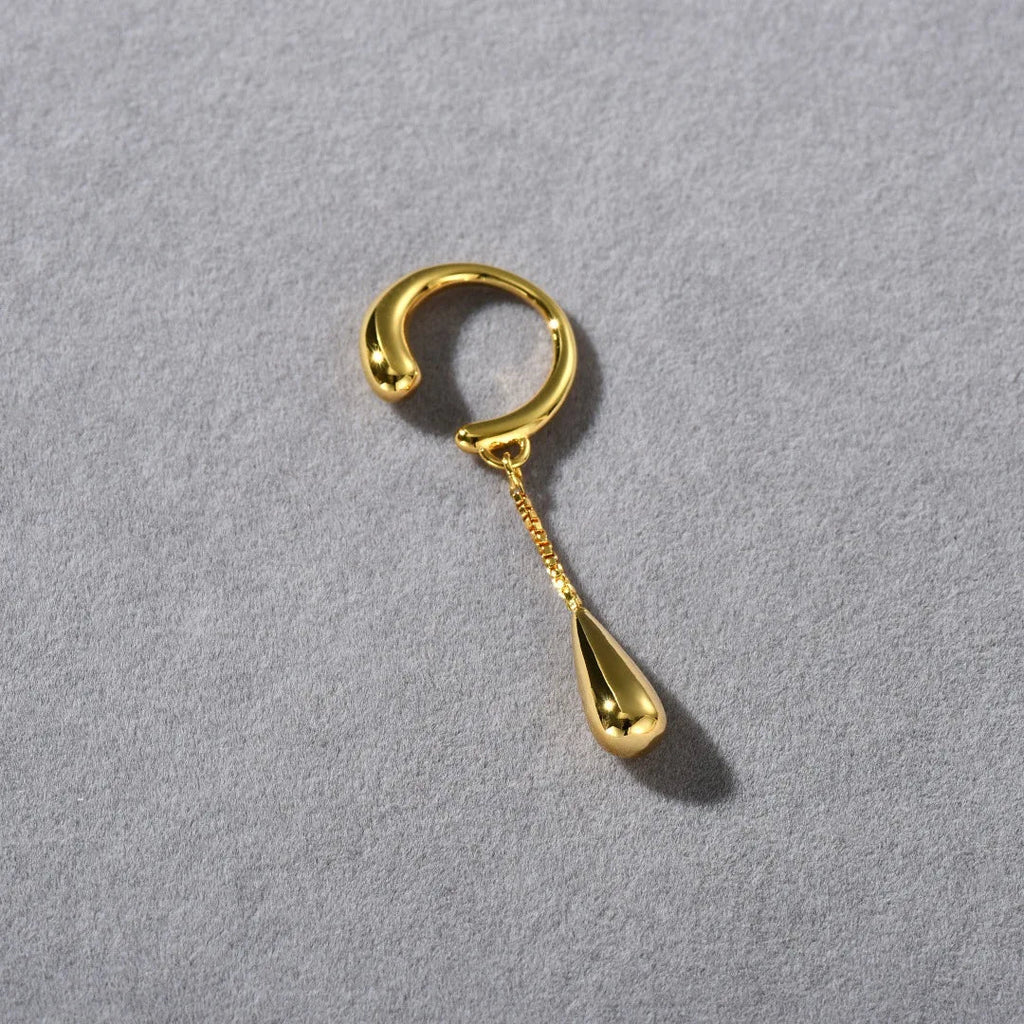 Fine Water Drop Hoop Earrings Clips gold