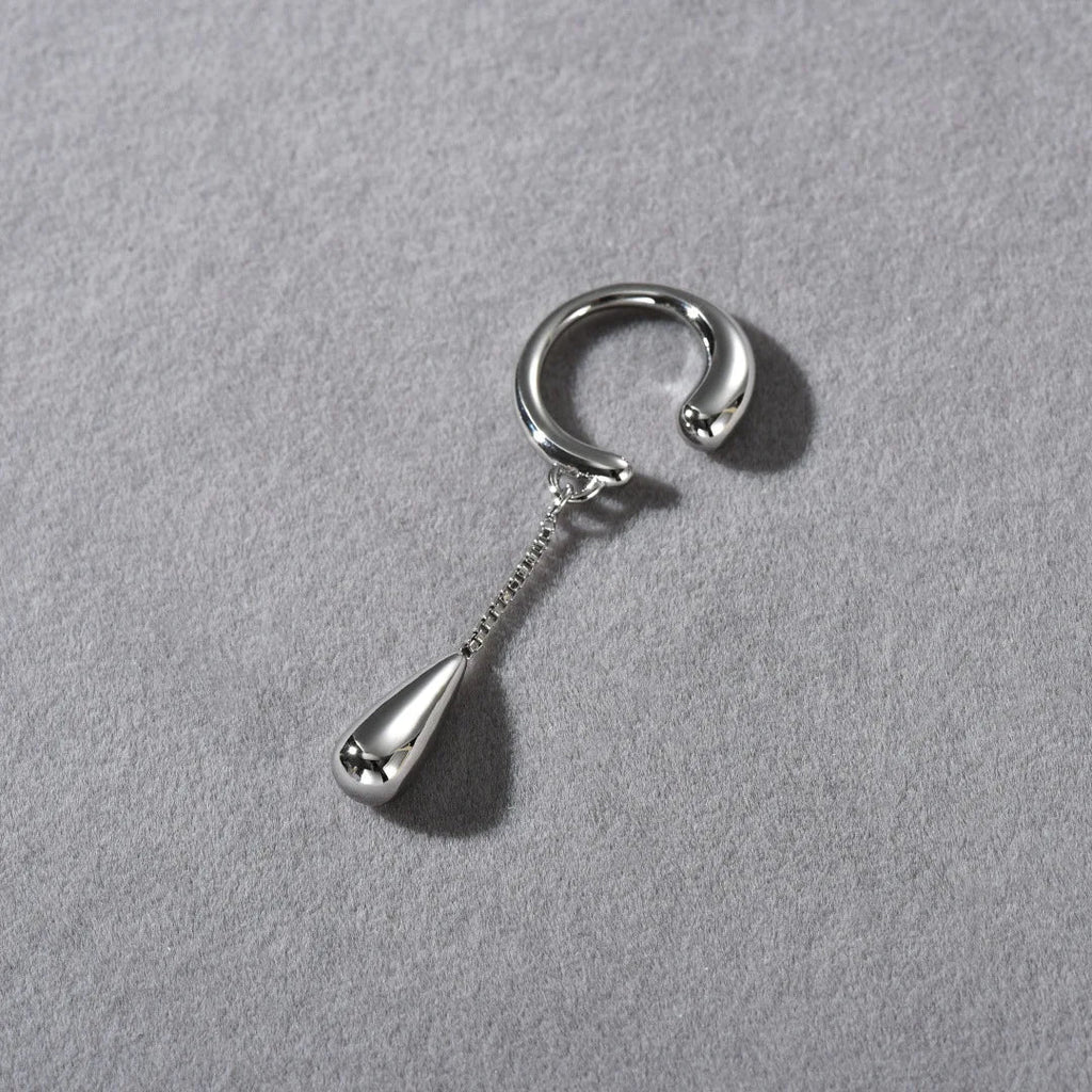 Fine Water Drop Hoop Earrings Clips silver