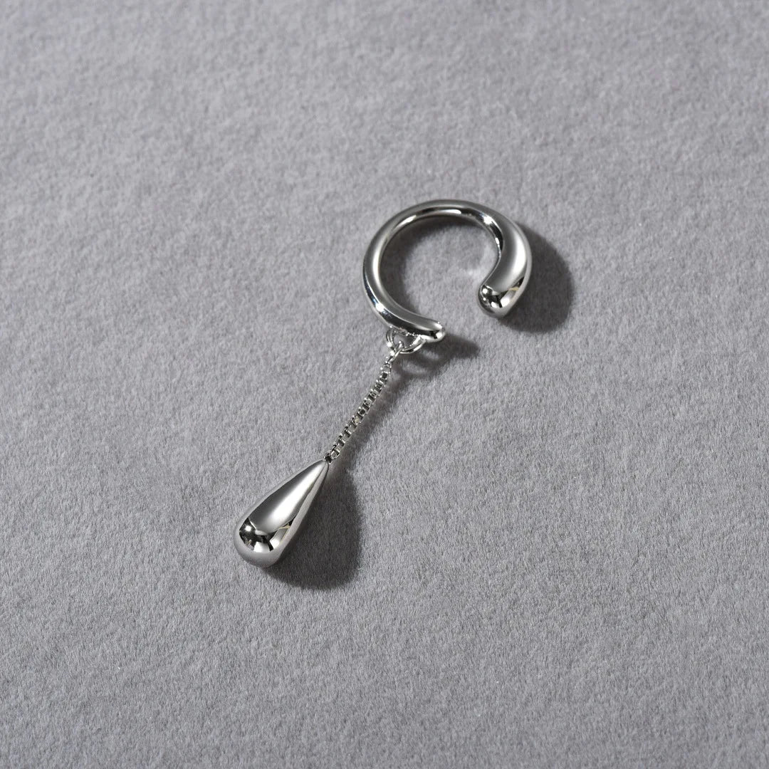 Fine Water Drop Hoop Earrings Clips silver