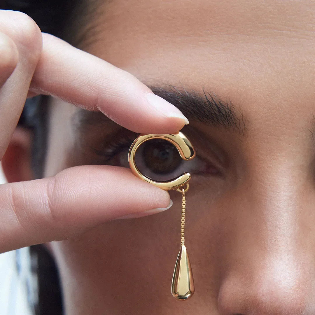 Fine Water Drop Hoop Earrings Clips gold