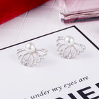 Lotus Flower Stud Earrings for Women Silver