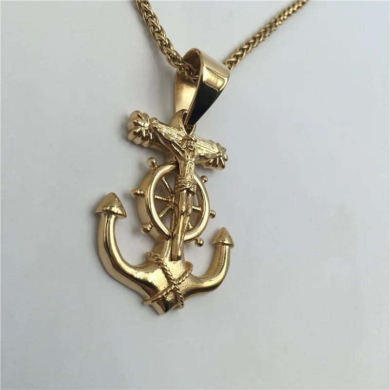 Anchor and Jesus necklace