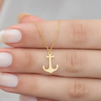 Women's gold anchor necklace