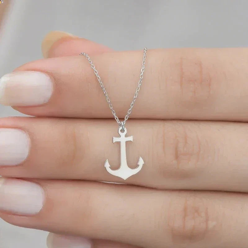 Women's silver anchor necklace