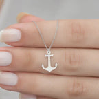 Women's silver anchor necklace