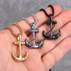 Men's rainbow anchor necklace