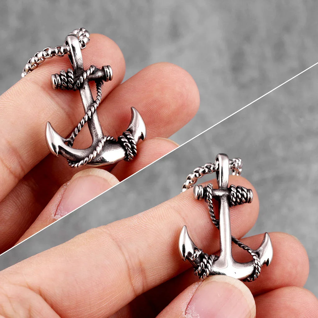 Men's silver anchor necklace