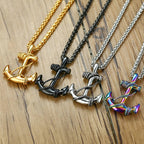 Men's gold anchor necklace