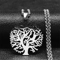 Life Tree Pendant Necklace Tempered Steel