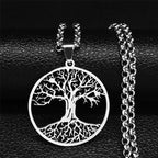 Life Tree Pendant Necklace Tempered Steel Men