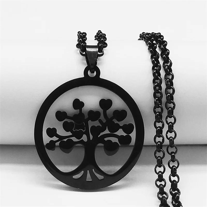 Life Tree Pendant Necklace Tempered Steel Women