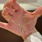 Asymmetric Necklace with Water Drop Pendant