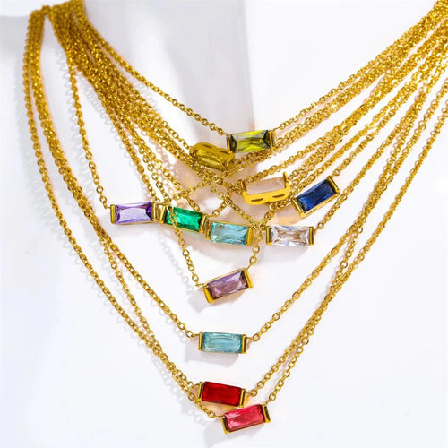 Necklace with Fine Colored Birthstone Pendant
