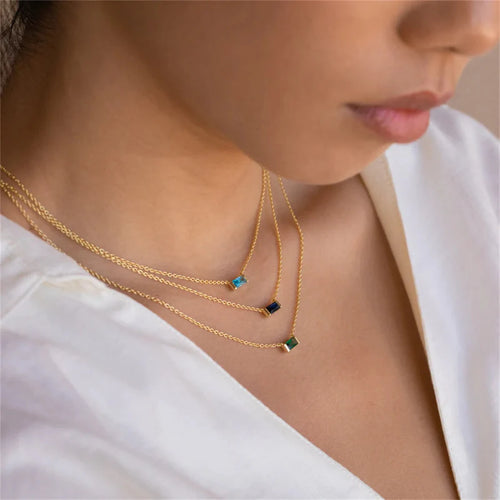 Necklace with Fine Colored Birthstone Pendant