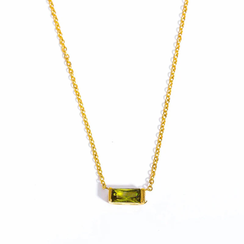 Necklace with Fine Colored Birthstone Pendant